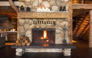 Stone fireplace