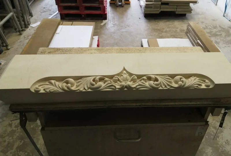 Lintel carved by London Stonemasonry for the bay window