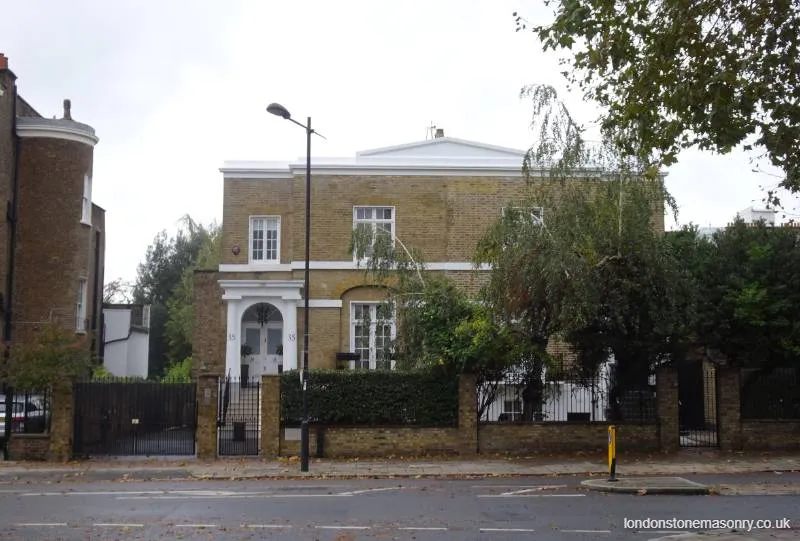 New stone pediment on a building