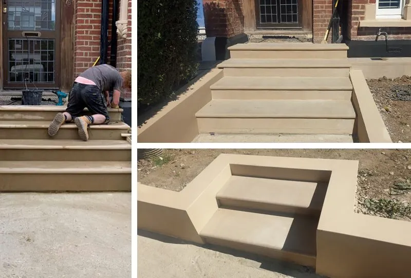 Stone steps and paving laid by London Stonemasonry