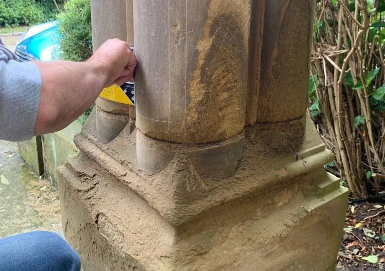 Preparing a stone column for repair